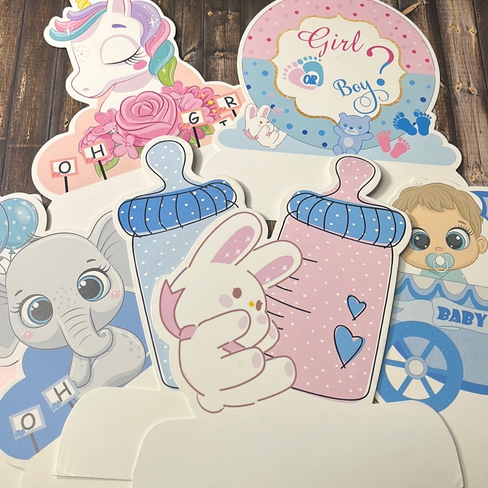 5for$10 Gender Reveal Party 7Pcs Honeycomb Centerpieces, table toppers Boy Girl